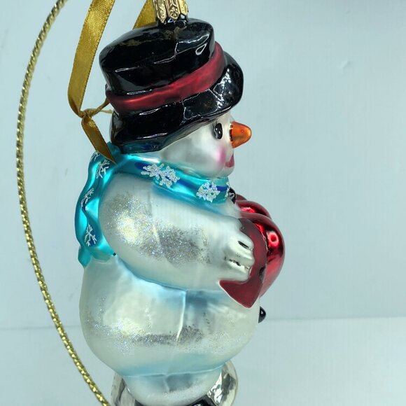 Christopher Radko Snowman Love You This Much Hearts Christmas Ornament 1999 NX15 - Picture 4 of 6